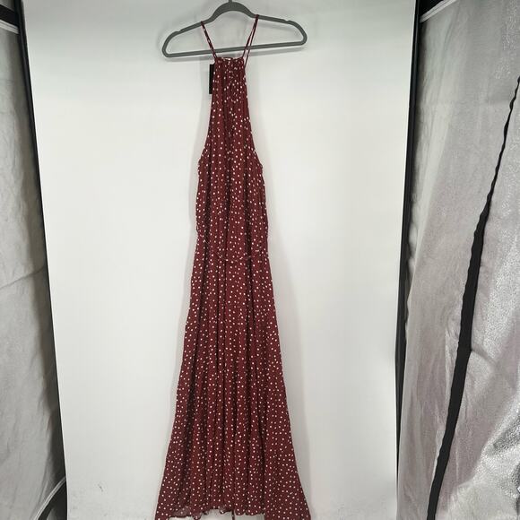 NWT City Chic Tier Spot Maxi Dress Women's Size XXL/24 Toffee Halter Neck Ruffle - Picture 3 of 10